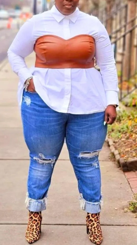 corset belt tucked shirt