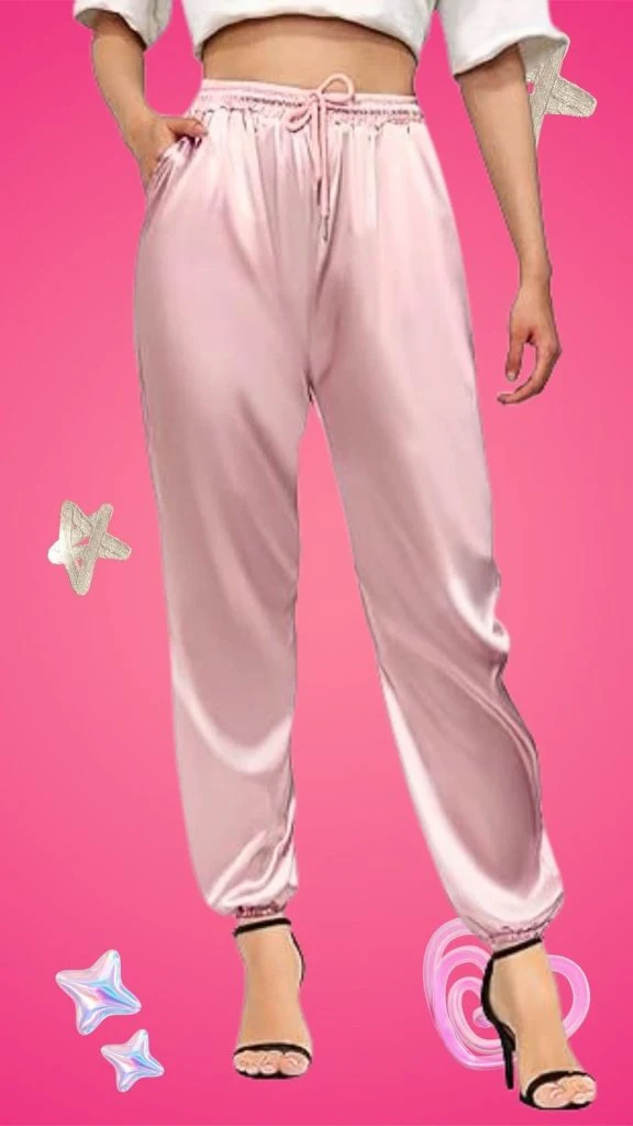 satin work jogger Amazon