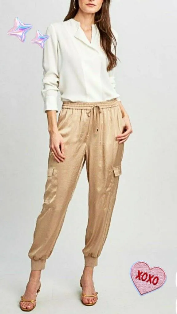 satin jogger outfits for work