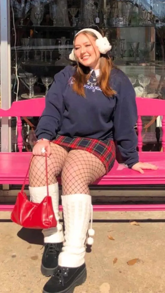 WHITE Ear muffs and leg warmers  PLUS SIZE