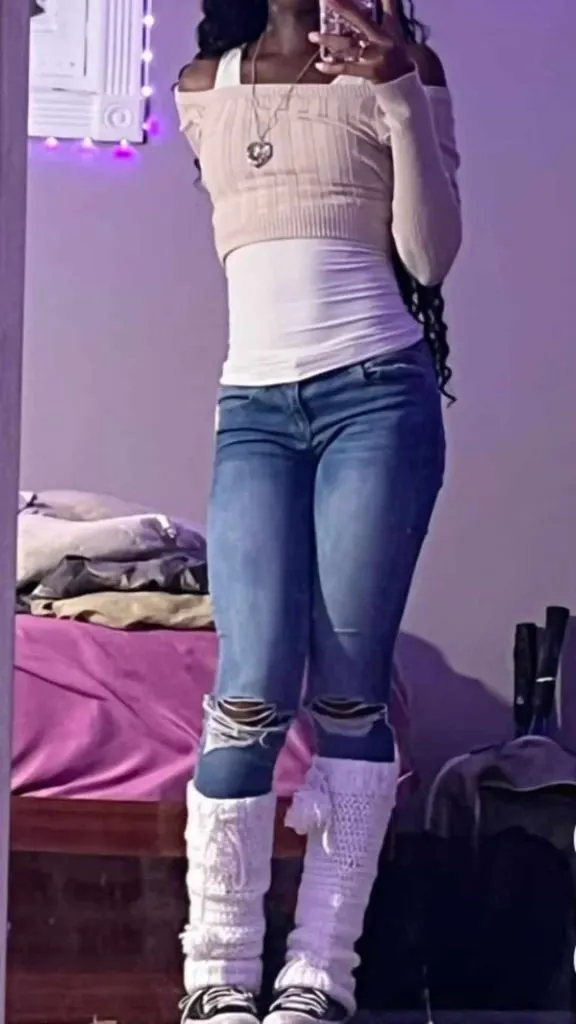 black women leg warmers with jeans