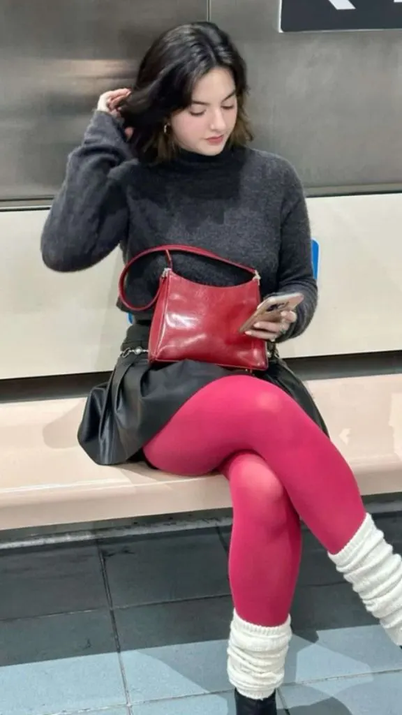 leg warmers and red tights 