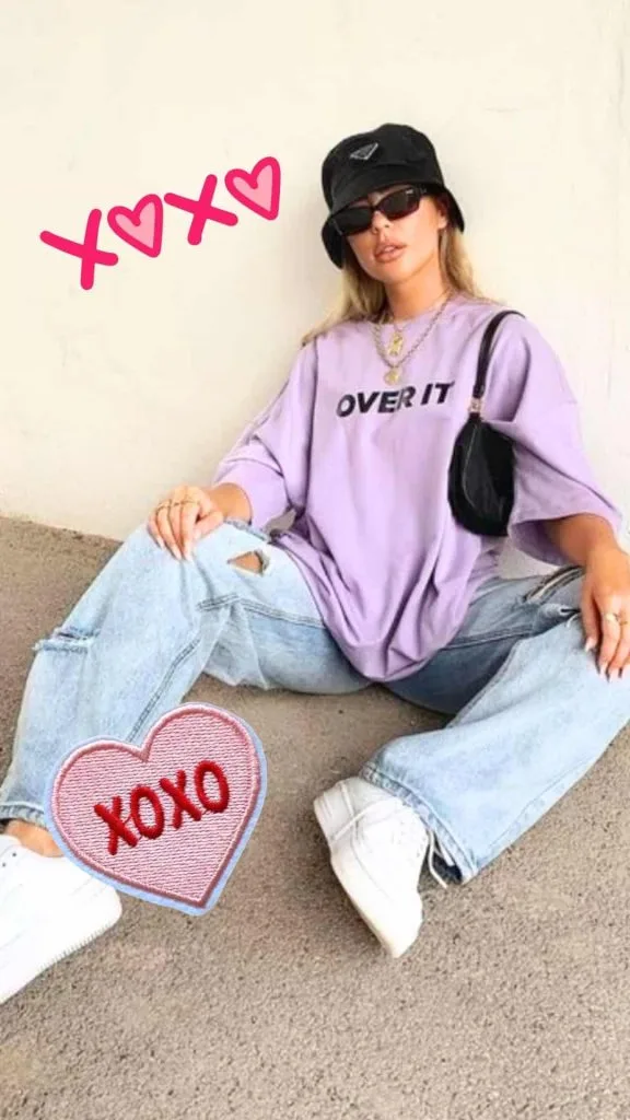 oversized shirt and hat 