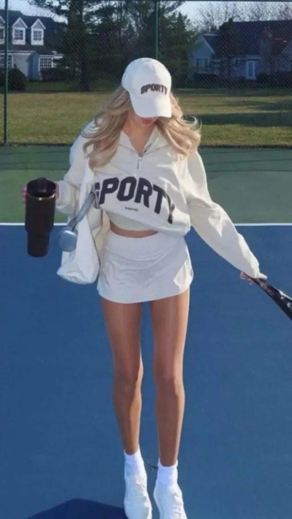 white pickleball aesthetic outfit