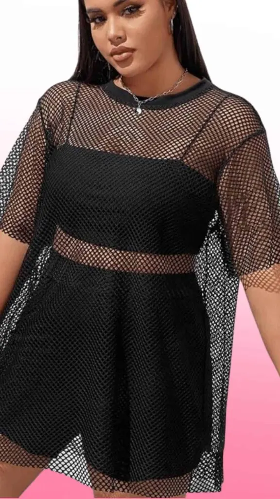 plus size fishnet top boudoir 