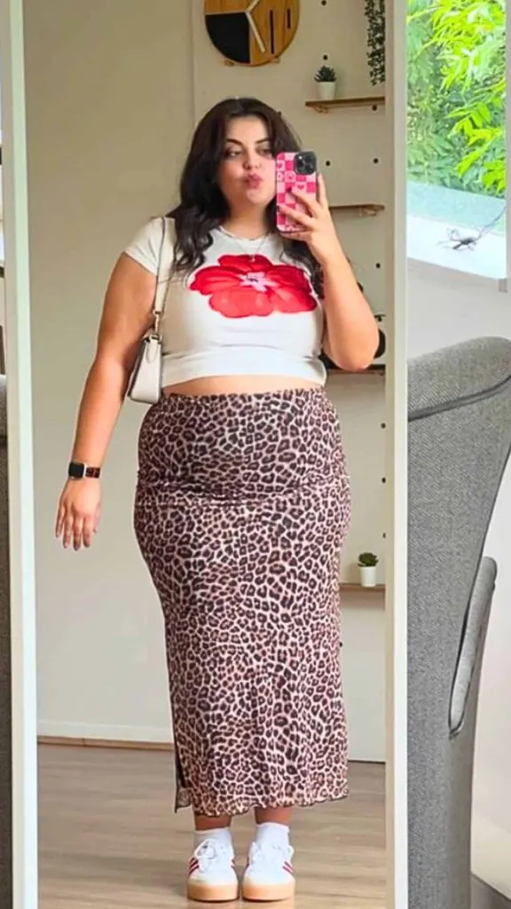 plus size outfits vegas leopard skirt