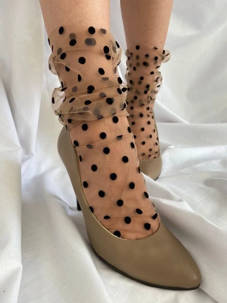 polka dot sheer socks and heels