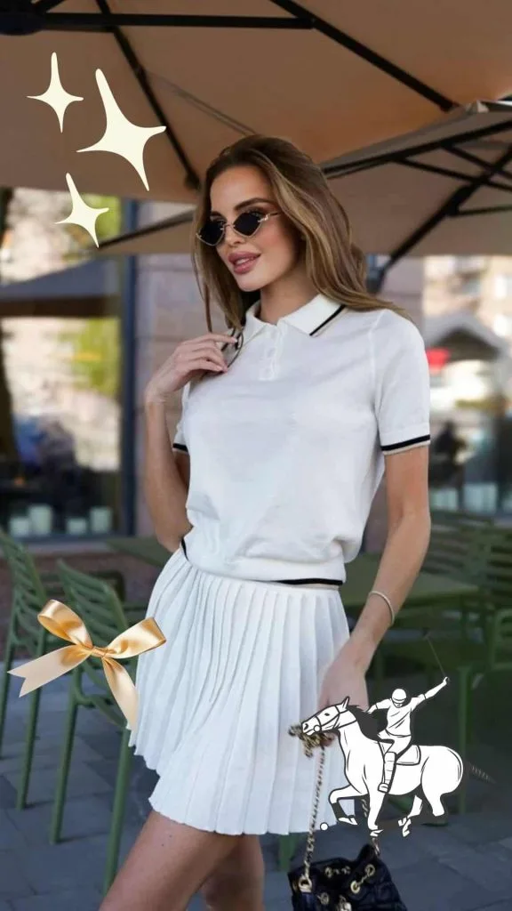 white polo set women outfit polo match