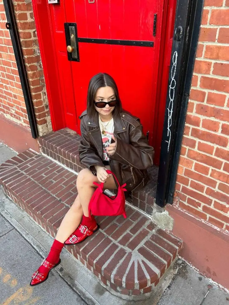 lunar new year outfit red bag