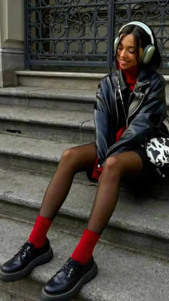 red socks outfit ideas
