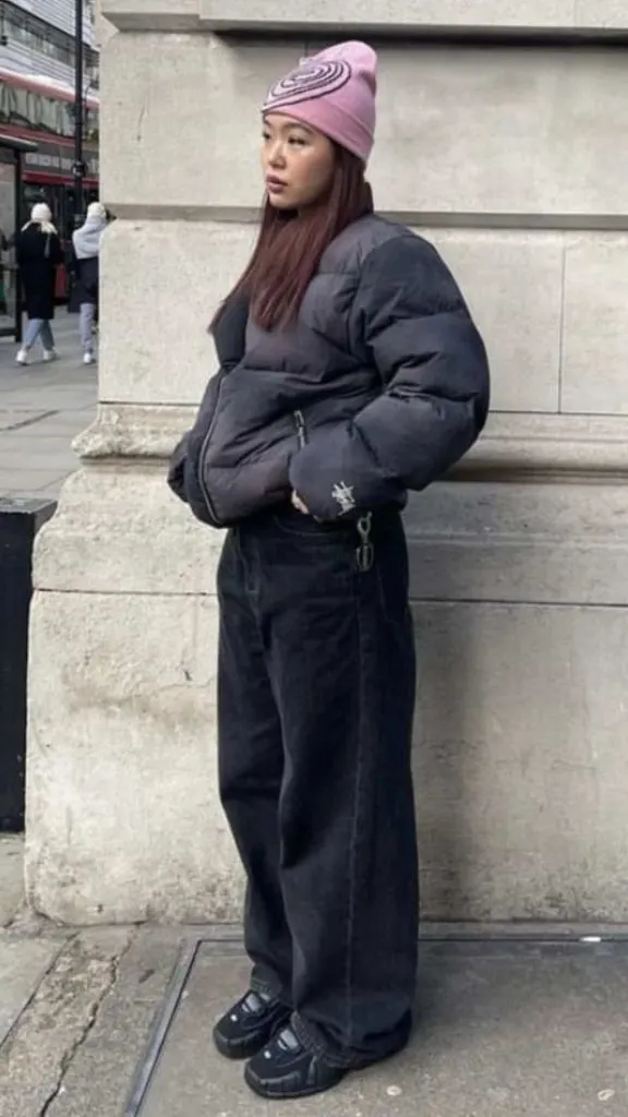all-black outfit with beanie