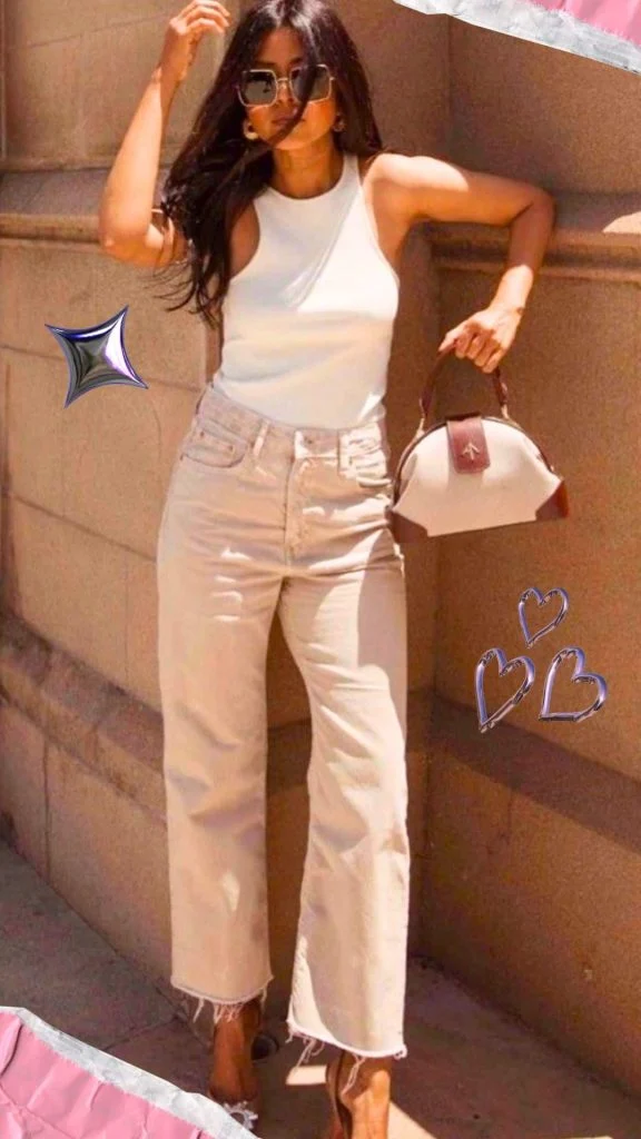 what to wear cream jeans