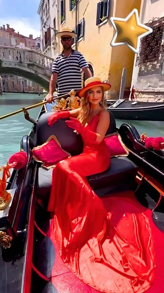 what to wear gondola ride Venice RED DRESS