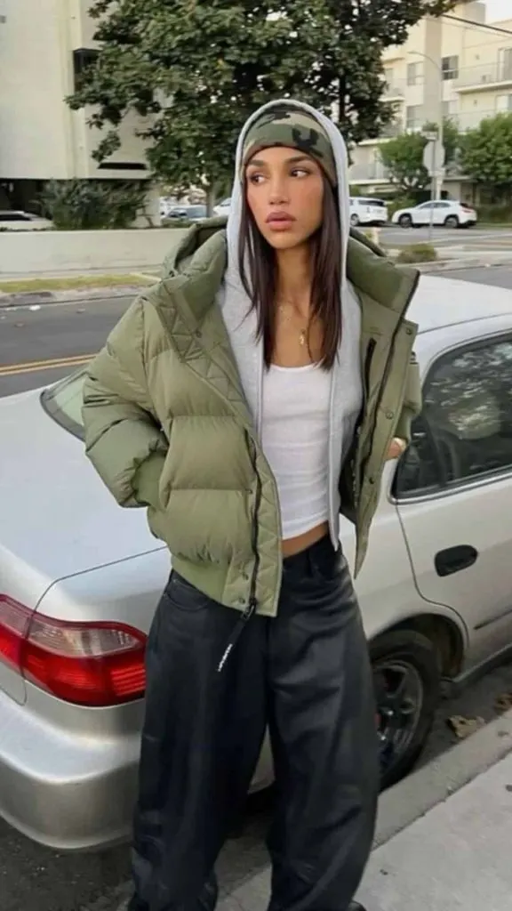 camo beanie high street outfit