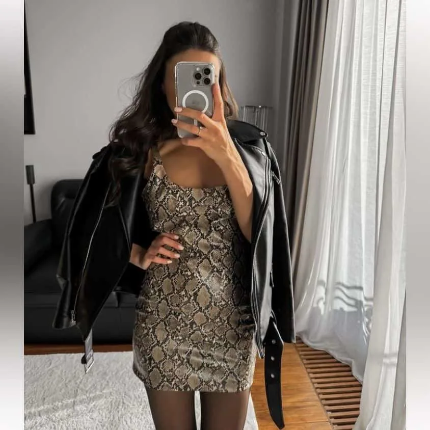 what to wear with snake skin dress