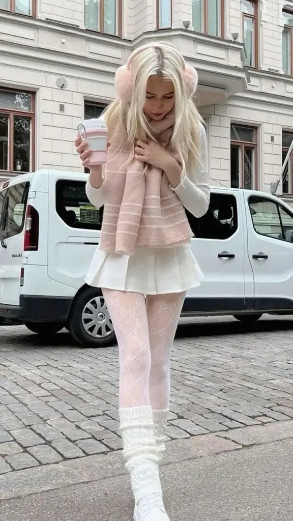 feminine winter outfit tights