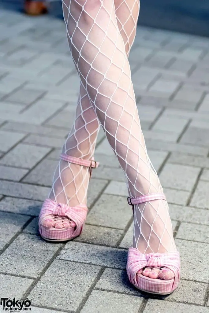 white fishnet tights