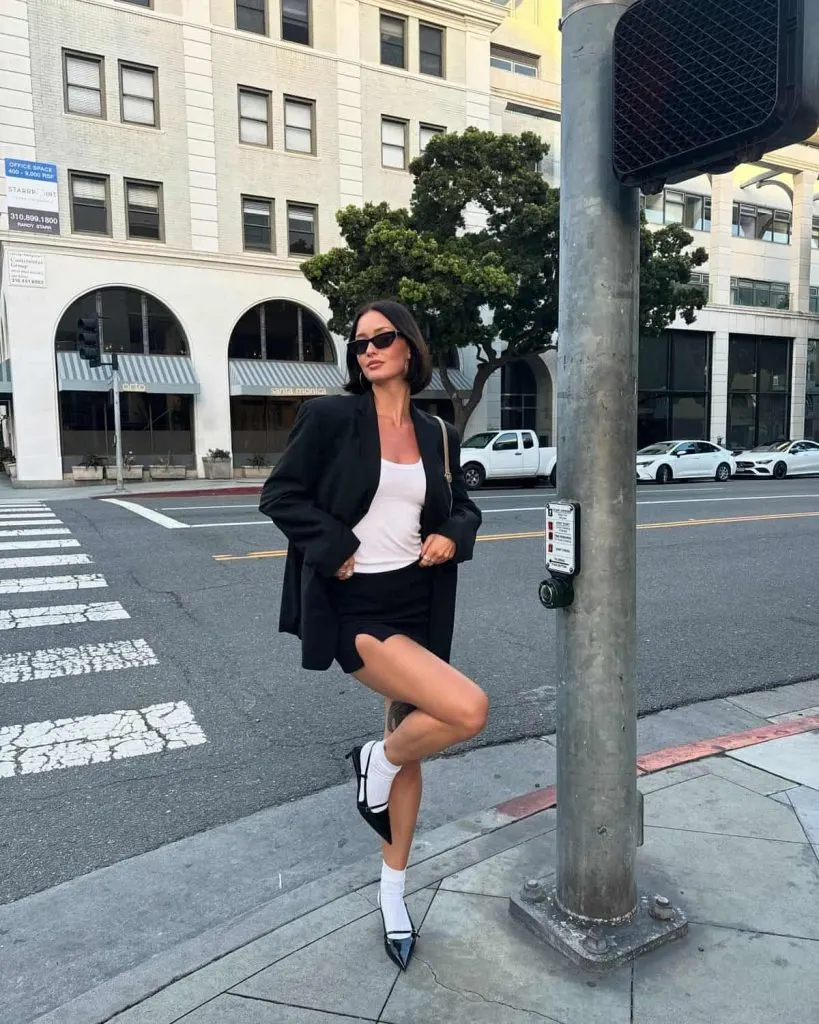 WHITE socks and heels outfit ideas