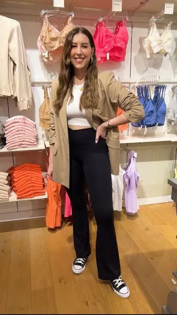 work outfit yoga pants with blazer