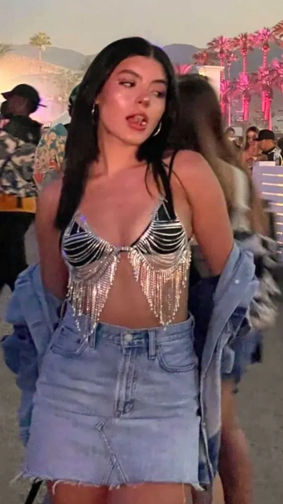 Rhinestone chain bra what to wear to edc music festivals