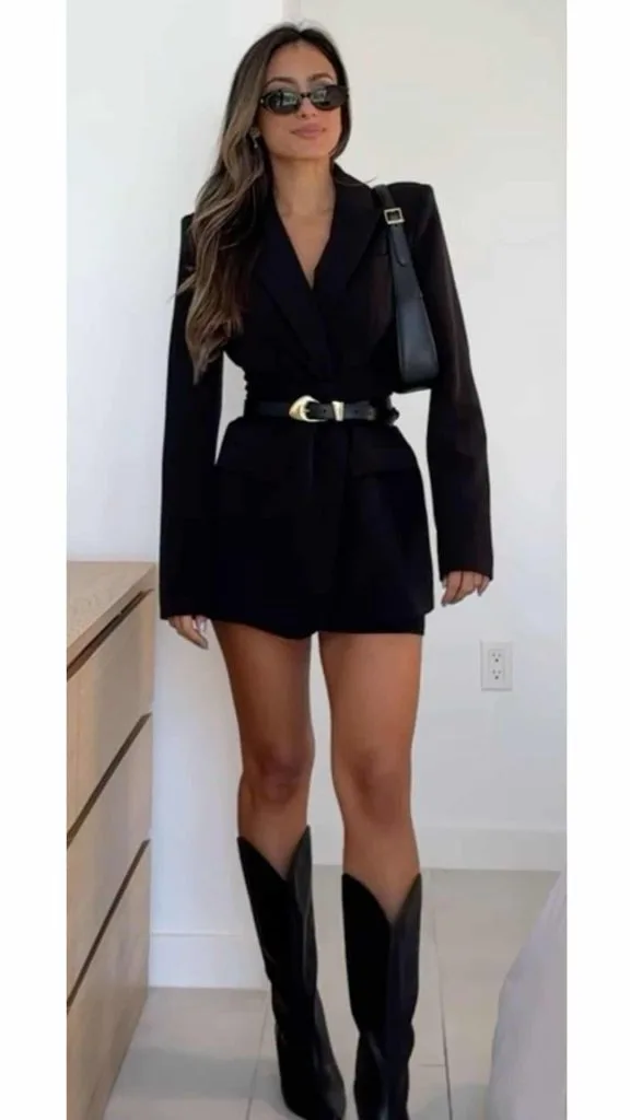 blazer dress black monochrome