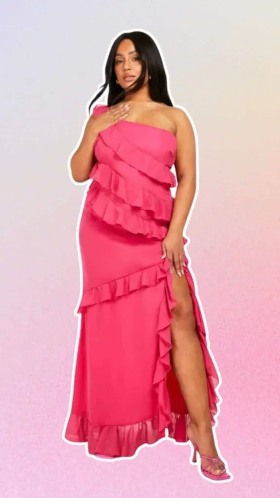 Ruffle One Shoulder Maxi Dress