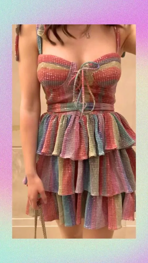 glitter Rainbow party dresses women