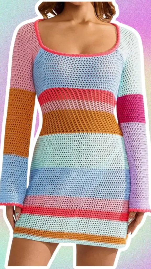 crochet Rainbow party dresses women