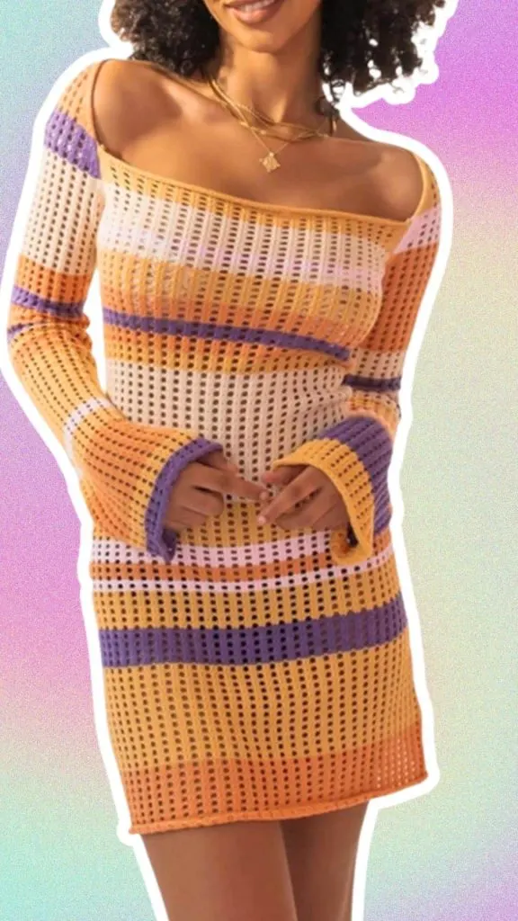 crochet Rainbow party dresses women