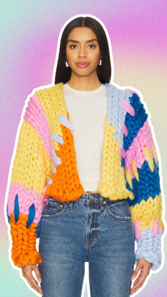 heavy knit colorful cardigan