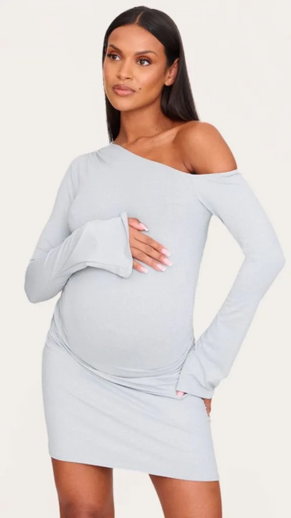 one shoulder pregnancy dress