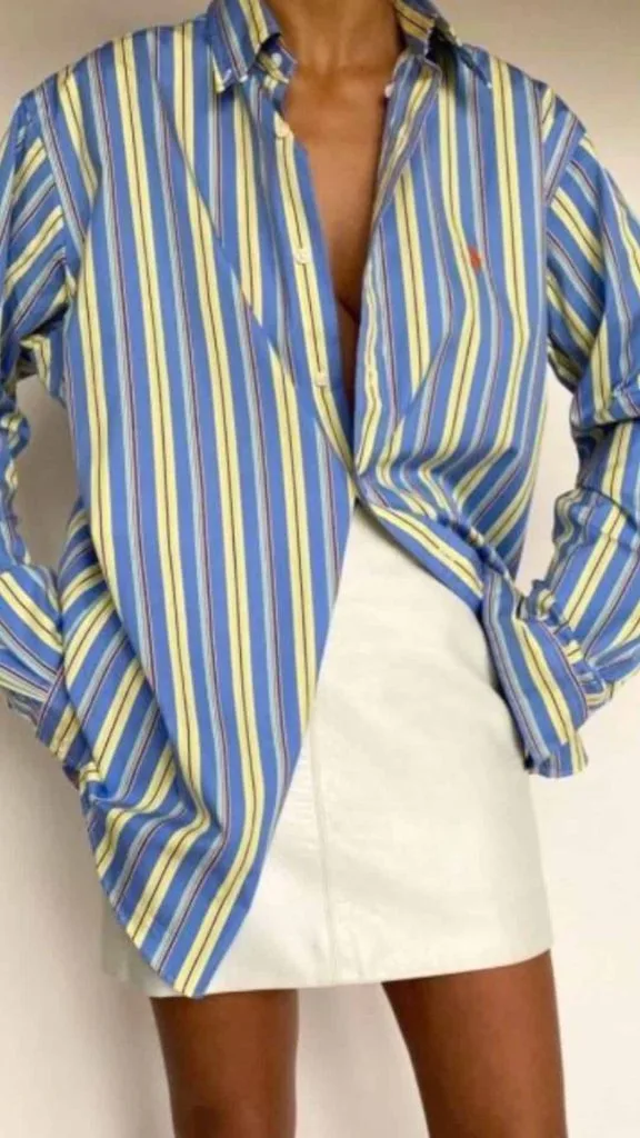 oversozed vertical striped shirt