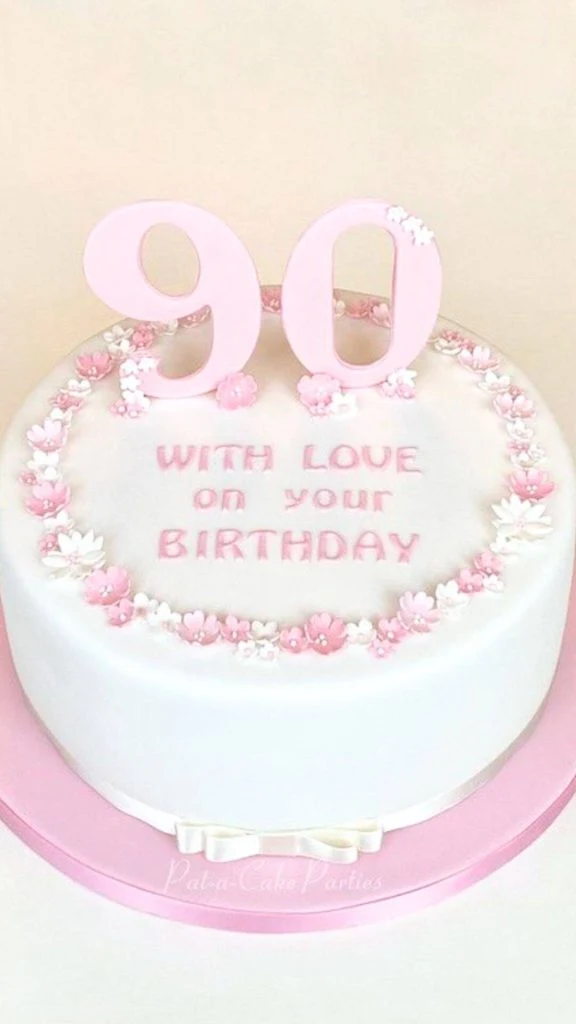 pink 90th birthday cake