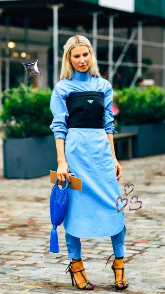 dress over jeans outfit women