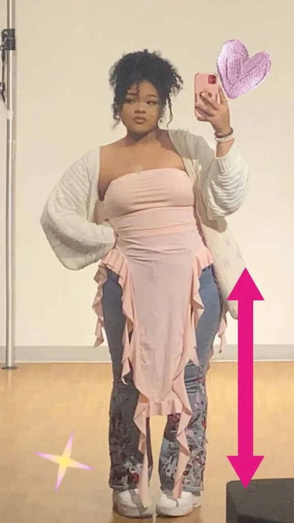 ruffle trim dress over jeans plus size