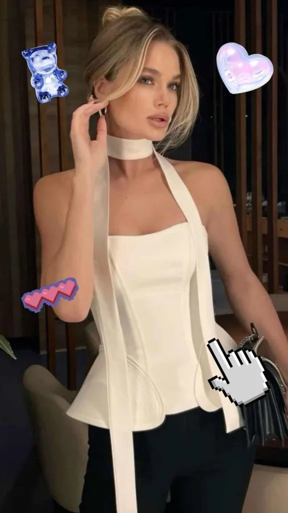 classy white choker tube top