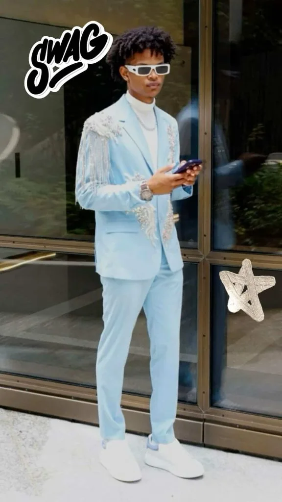 PROM black guy outfits blue suit chic