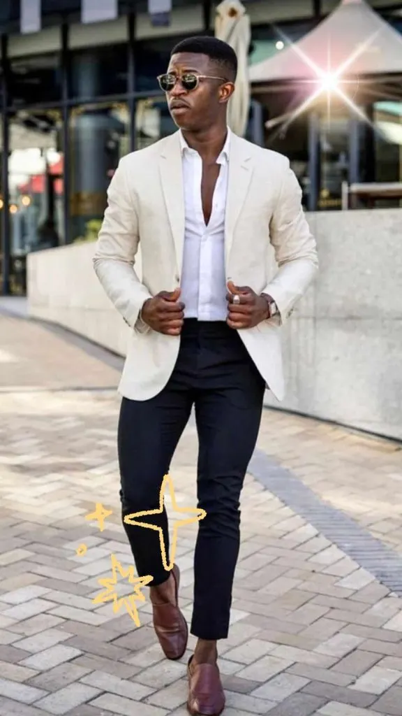 white blazer outfit guy