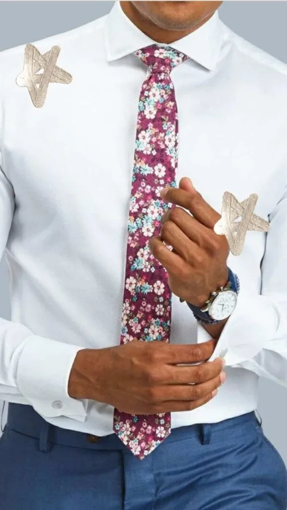 suit and print tie outfit