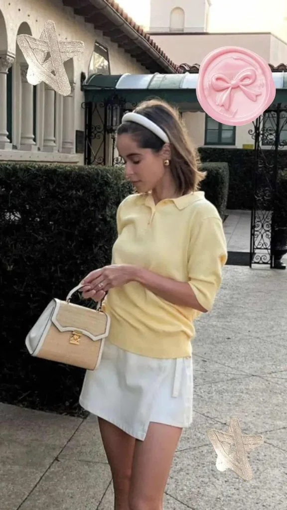 Country club attire yellow polo top