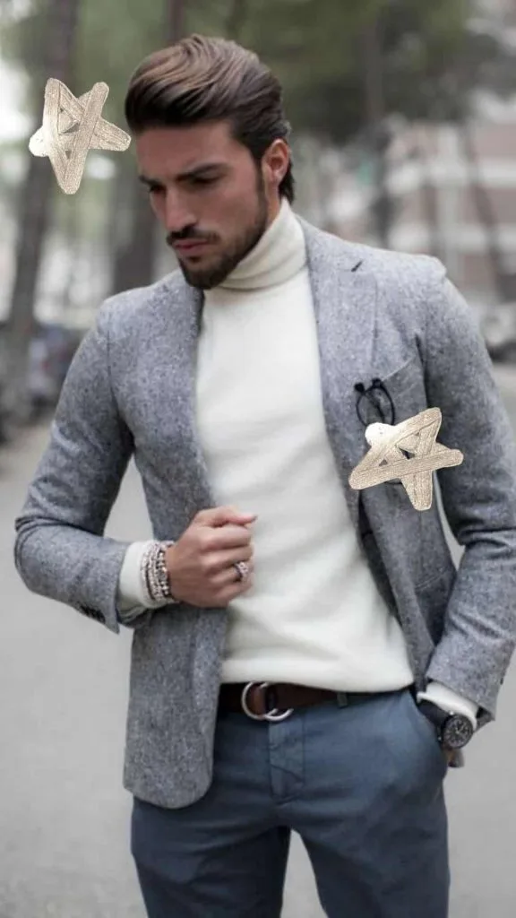 white turtleneck top outfit guy