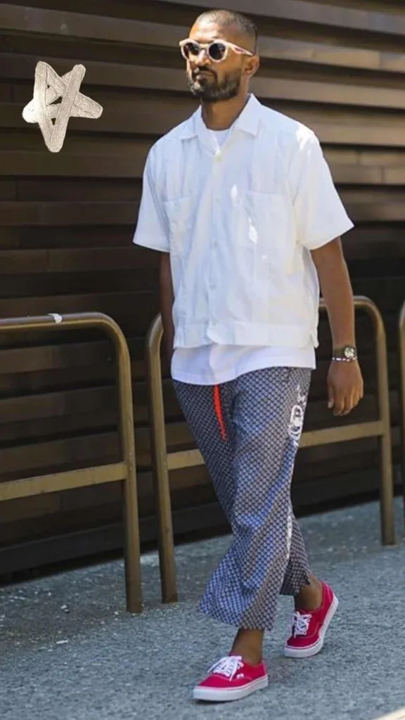 WHITE SHIRT and red vans outfit
