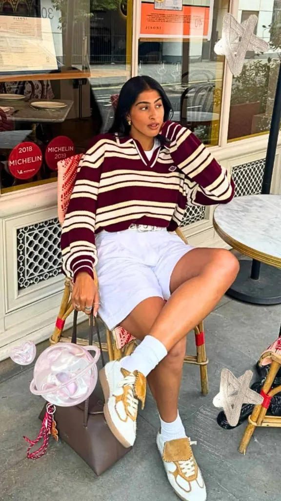 rugby shirt and Bermuda shorts