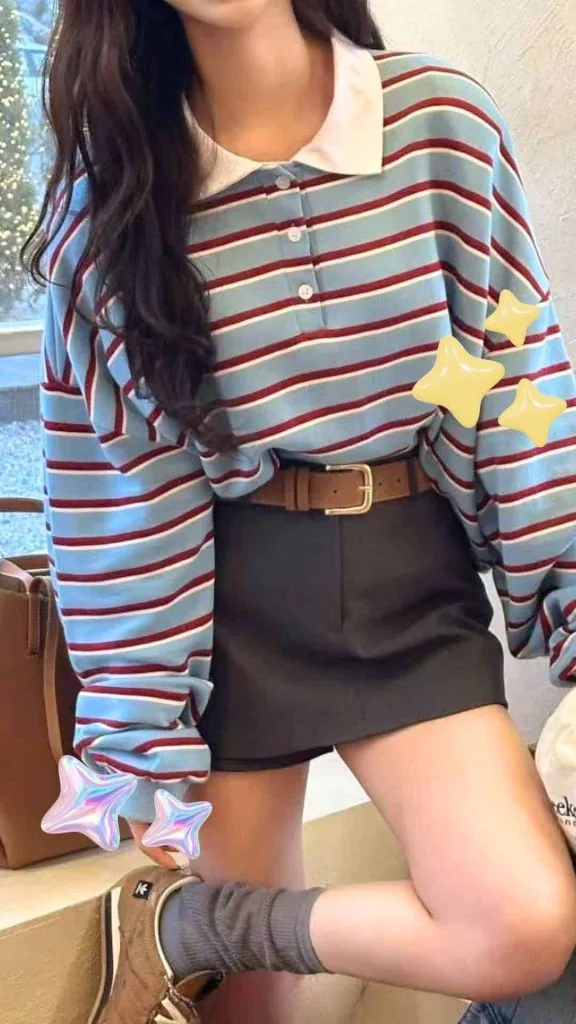 oversized rugby jersey outfit korean style