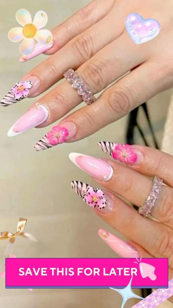 pink zebra print nail