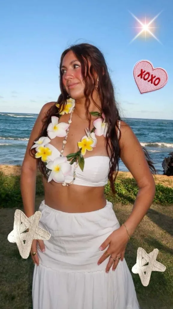 tiki party outfit women summer white dress tropical