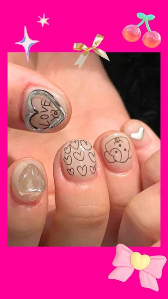 doodle cartoon nail Asian