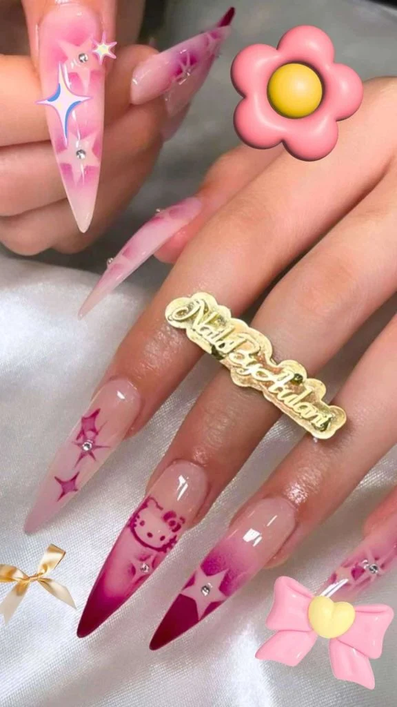 Hello Kitty nails pink