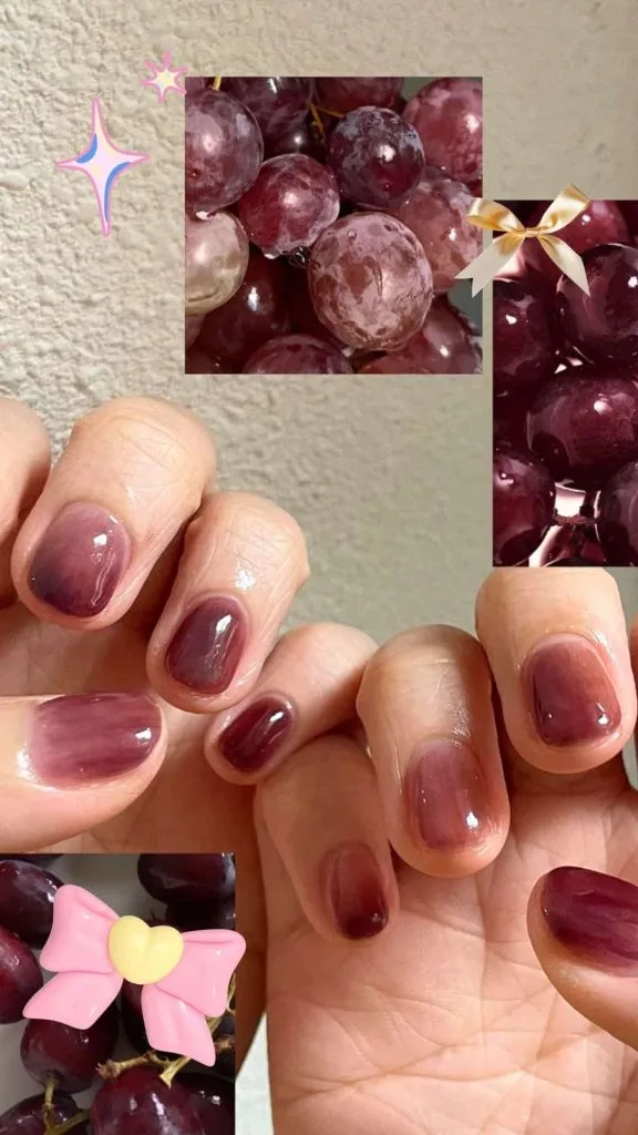 Korean Style Nails aesthetic grape