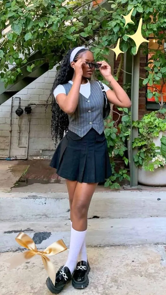 go to school preppy outfit women luncheon